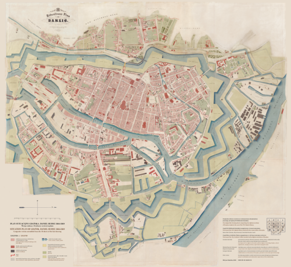Plan sytuacyjny Gdańska. Daniel Buhse 1866-1869. Edycja kompaktowa